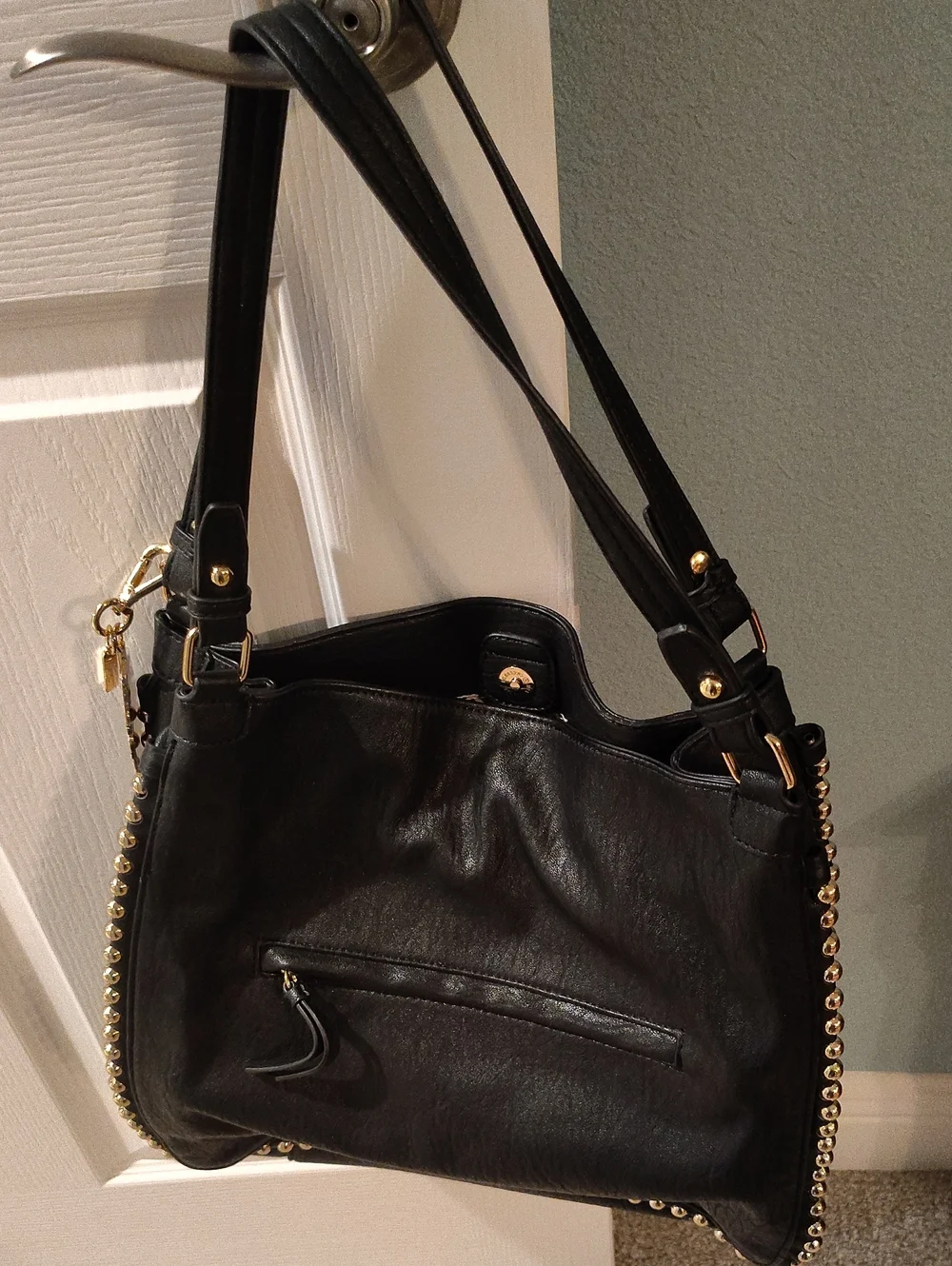 Jessica Simpson Gorgeous.  Black Shoulder Tote with Gold Stud Detailing